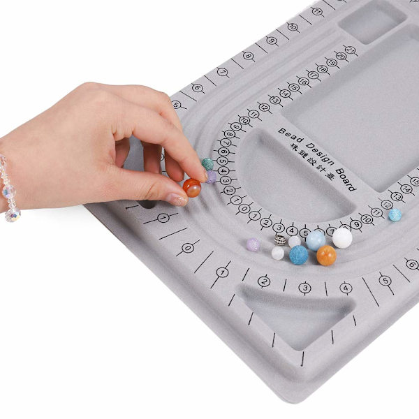 Grå flokket perleplate DIY armbånd halskjede perlet smykkefremstilling arrangørskuff