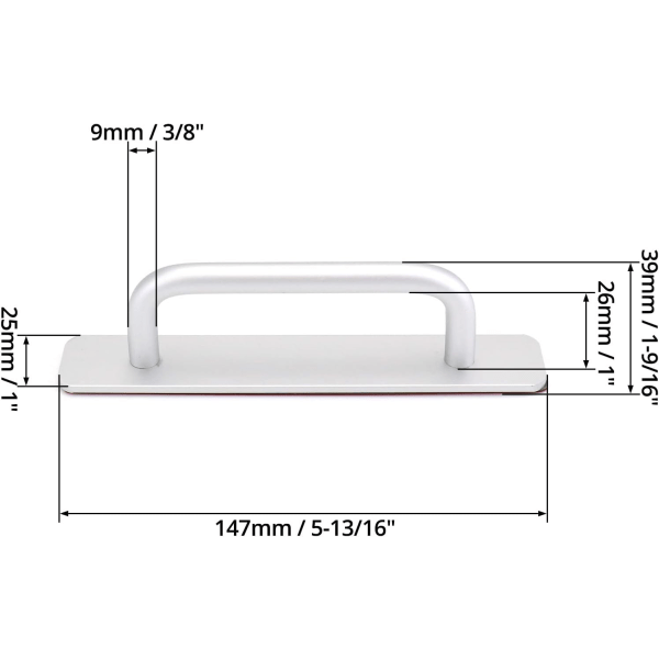 2 stycken (Silver, 150 x 25 mm) Dörrhandtag Självhäftande