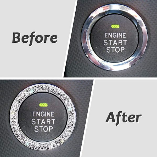 2 stk. Push Start-knapper Bling Ringe Auto Bil Motor Start Stop