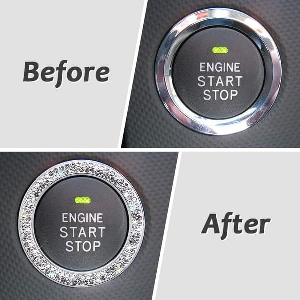 2 stk Trykkstartknapp Bling Ringer Auto Bil Motor Start Stopp