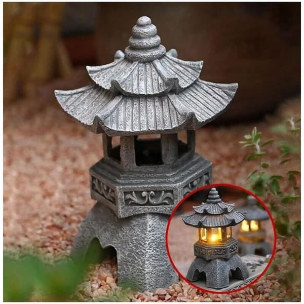 Solcelledrevne Pagode Lygte Statuer, Japansk Stil Pagode Lys