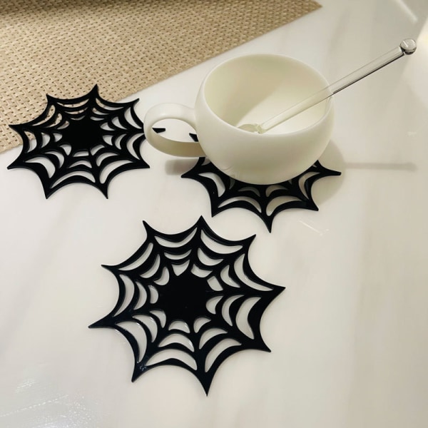 3 delar svarta Halloween spindelnät underlägg för fest