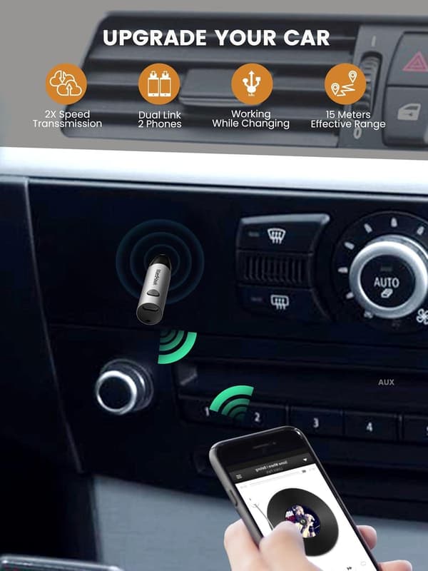 BT2 stk Svart Bluetooth Lydmottaker, Luetooth 5.0 Mottaker,