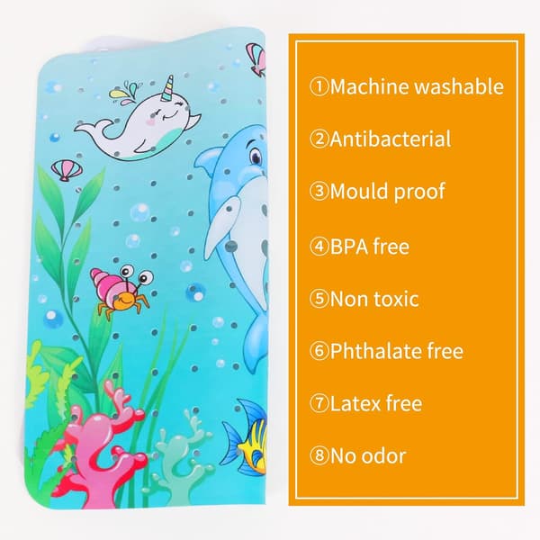 Antislip Brusematte (Delfin), 53 x 53 CM Maskinvaskbar Bademåtte