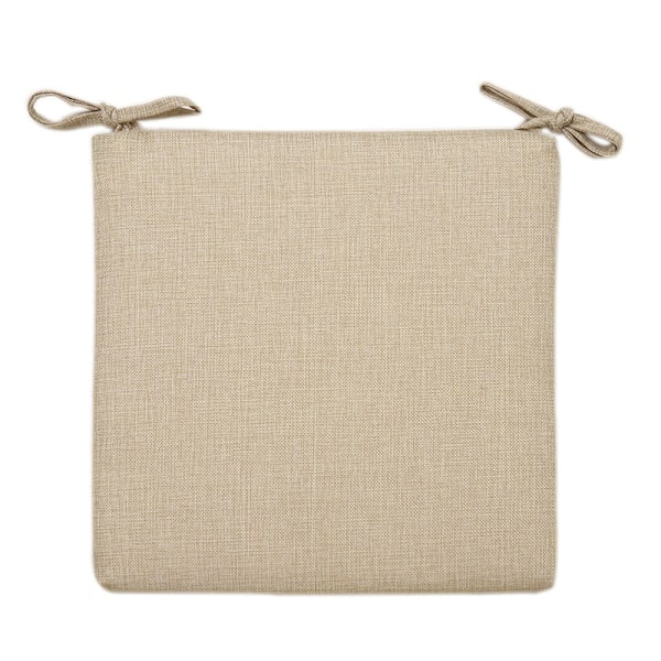 1 x Beige Linned Bomuld Sommer Stolhynde - 40 x 40 x 4 cm - Ensfarvet Linned Look - Plet- og Vandafvisende - Med