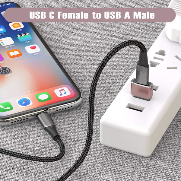 USB-C Hon till USB-A Han Adapter 3-pack, Typ C Laddningskabel