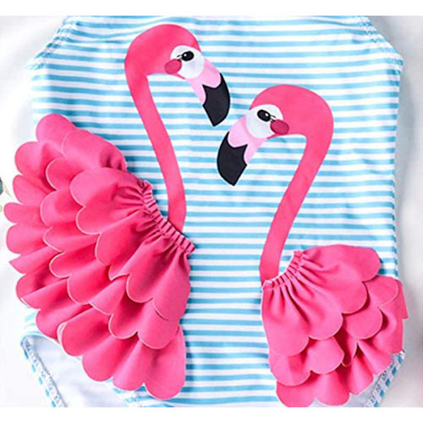 En-delad flamingo-badkläder för unga flickor L=100