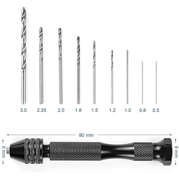 Mini Precision Hand Drill Kit med 25 st Twist Drill Bits (0,5-3