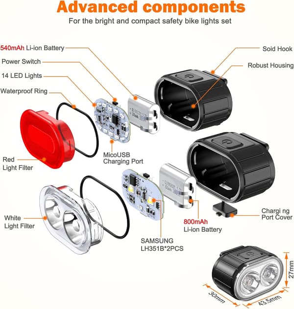 Pyörävalosarja, Tehokas LED-pyörävalosarja, Pyörävalo IPX5