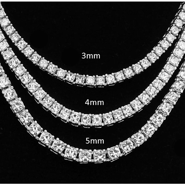 Silver Gold Iced Out Diamond Tennis kedja för män, Rhinestone Diamond Tennis Halsband för kvinnor, Tennis och Cuban Link Kedjor 18-30 tum