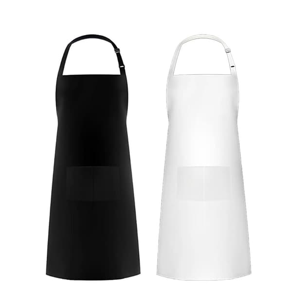 2 Pak Køkkenforklæder (Hvid, Polyester) med 2 Lommer