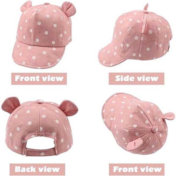 Bomulds Baby Hat (Pink, Hat Omkreds ca. 46 - 48cm) 12 til