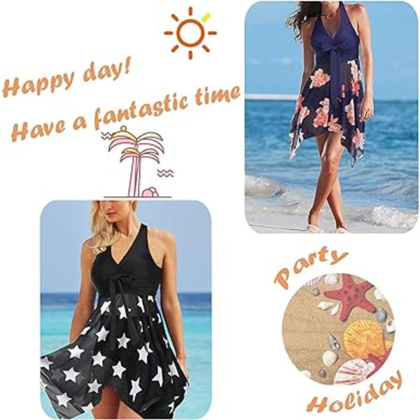 Smallare Tankini Klänning Baddräkt Push Up Elegant