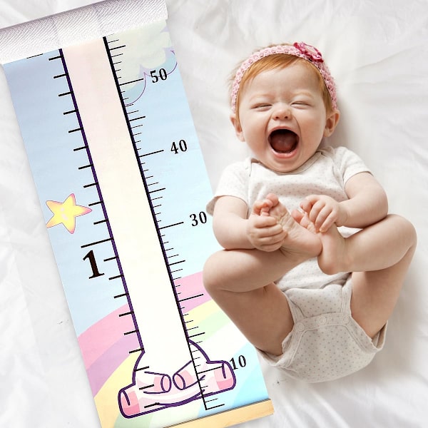 Baby Høydediagram Håndtak Linjal Veggdekor for Barn, Lerretet Avtakbart Høydediagram 79\" x 7.9\" (Enhjørning)