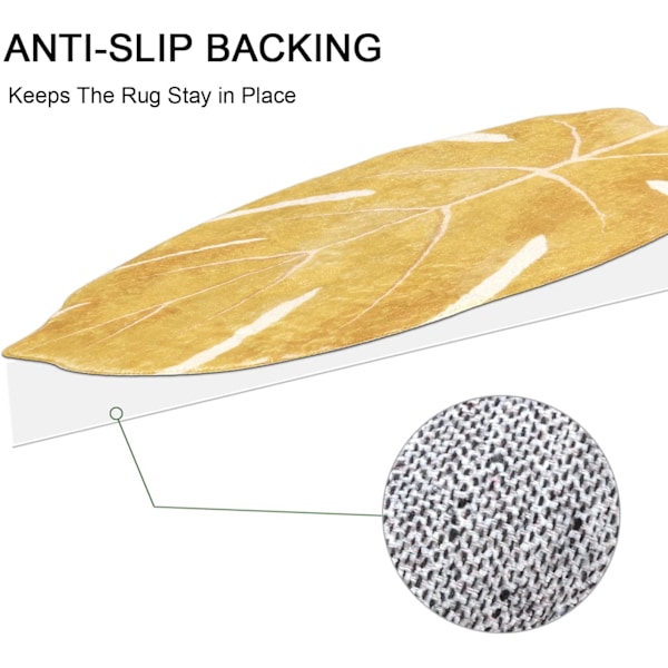 Gult blad område teppe, 2'x3', badematte for bad, sklisikker myk polyester teppe, maskinvaskbar, absorberer vann, moderne bladformet teppe for dørmatte badekar, innendørs teppe