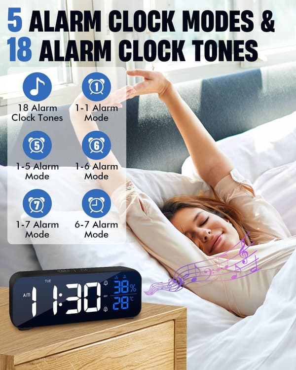 1 LED-digital väckarklocka med stor display