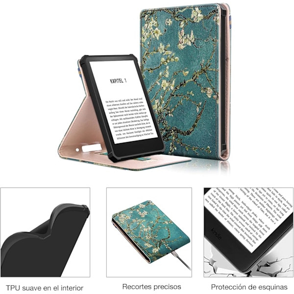 2 stk. Foldbar Etui for Ny Kindle (11. Generasjon Versjon 2022), med Automatisk På/Av, Lett Etui med Håndstropp