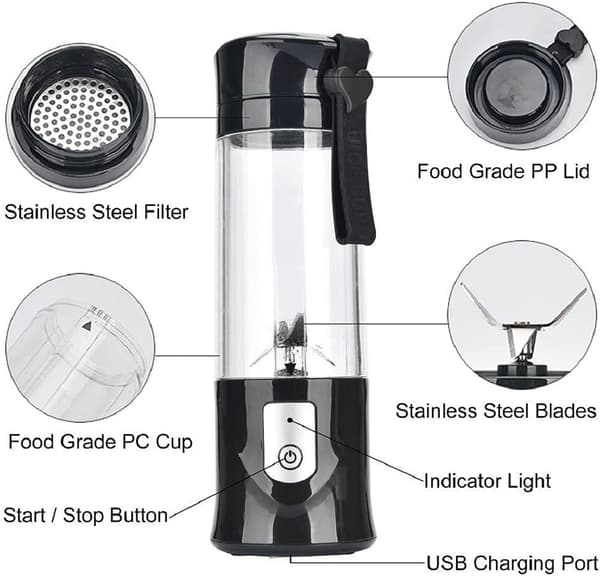 1 kpl (musta) Blenderi, Kannettava Hedelmäblenderi, Mini USB Blenderi
