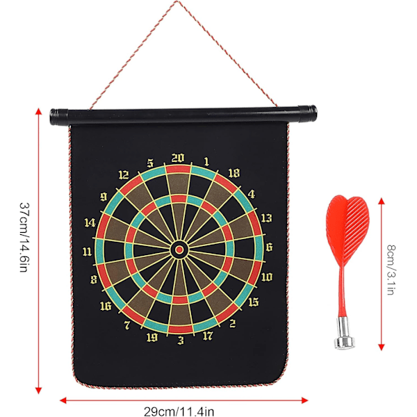 Magnetisk Darttavle for Barn, Dobbeltsidig 12-Tommers Tykk Reversibel Darttavle, Leveres med 4 Dart