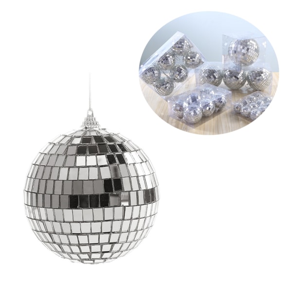 Set med 6 mini julgrans spegeldiscobollar (7 cm)