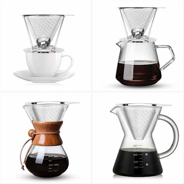 (800Mesh) Återanvändbart kaffefilter, permanent filter i rostfritt stål