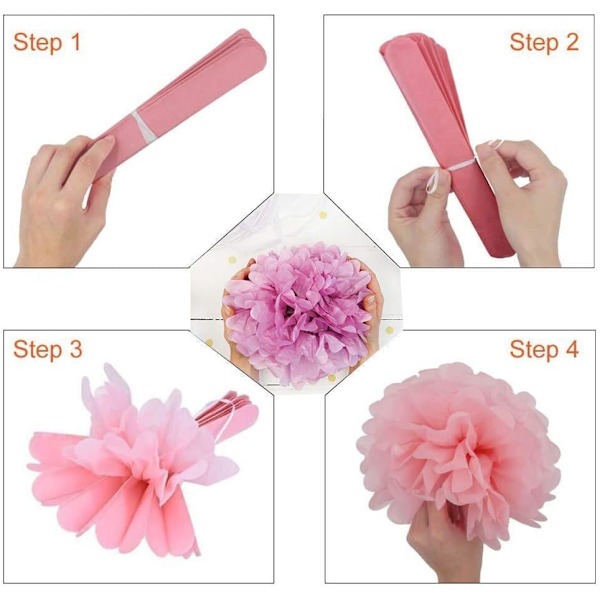 18 stk. rose papirblomsterballer Bursdag og bryllupsdekorasjon