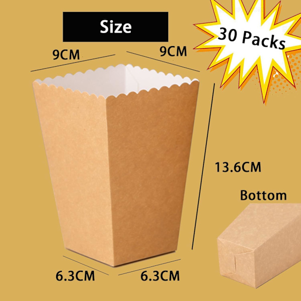 30-pack Popcornlådor Popcornlåda Godisbehållare för Fest