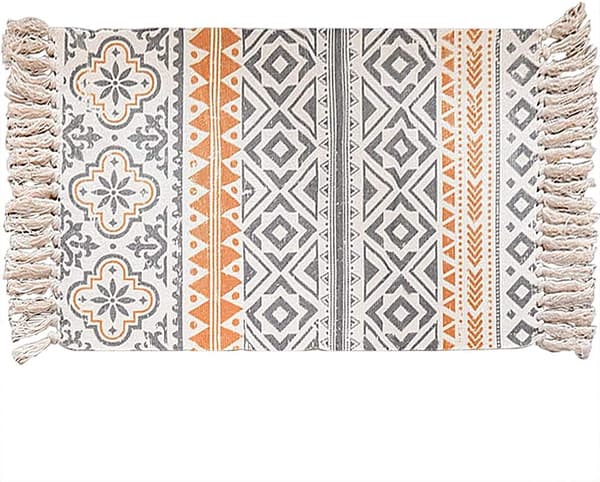 Boho-teppe for stue, lite bomullsvevd teppe