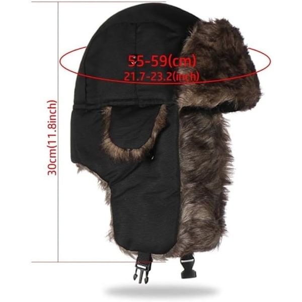 Ushanka-hatt för Män Kvinnor Konstpäls Trapperhatt med Öronklaffar, Vindtät Vattentät Ryska Hattar