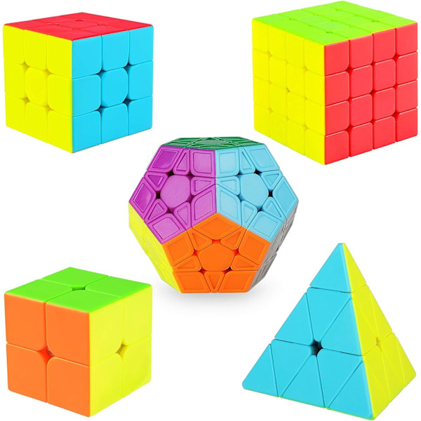Speed ​​Cube Sæt 2x2 3x3 4x4 Pyramide Magic Cube, Glat Stickerless