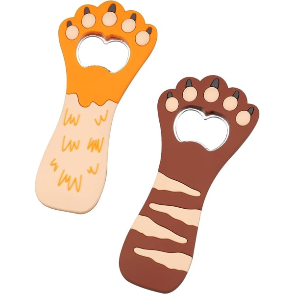 Tvådelad Flasköppnare med Kattklo (Orange och Brun) Kattklo