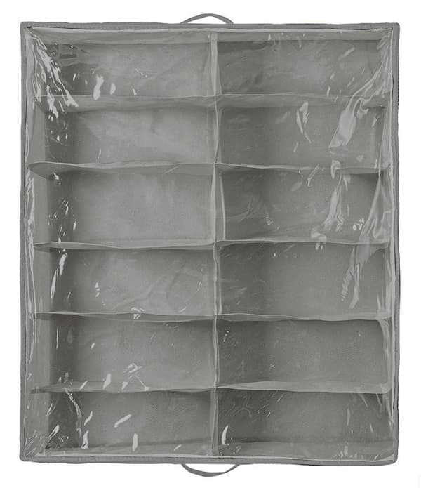 Skoboks med 12 rom under sengen 73*58*13cm (grå), egnet for
