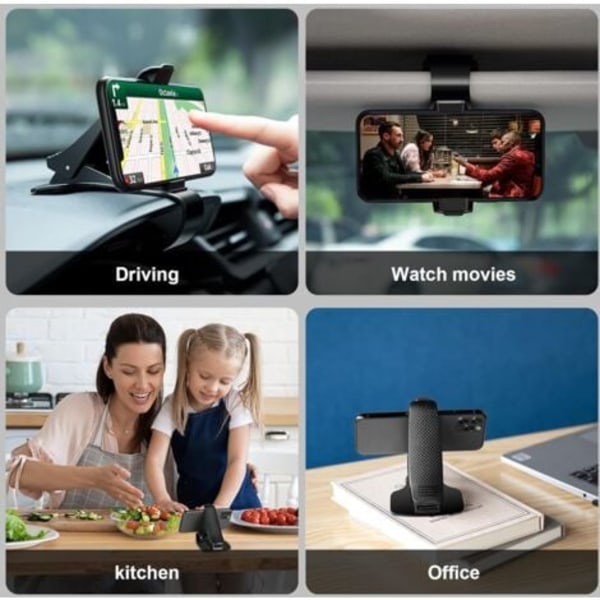 Biltelefonholder, Universal Dashboard Mount Holder til telefoner, Kompatibel med de fleste smartphones fra 3,5 til 6,5 tommer iPhone Samsung Huawei