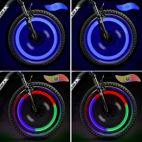 LED Hjul Lys (Blå + Multifarvet) Sæt af 2 til MTB Eger til