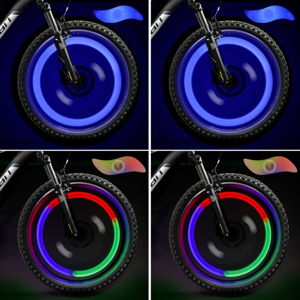 LED-hjullampa (blå + flerfärgad) Set om 2 för MTB-ekrar för