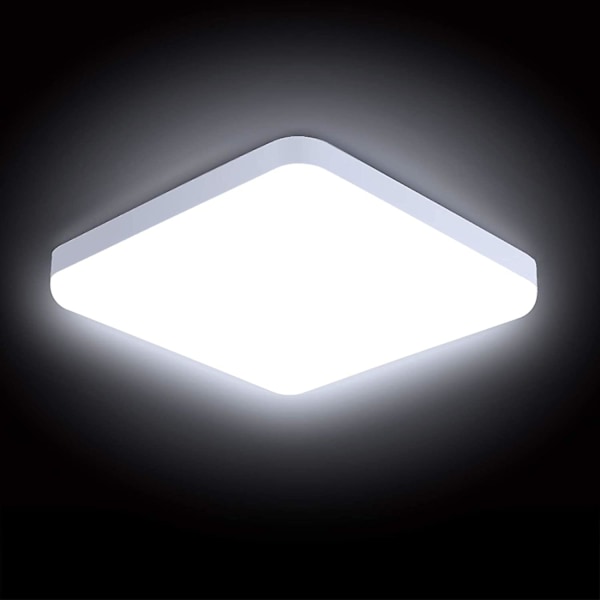 LED-loftslampe 30W Vandtæt IP56 2400LM Koldt Hvid 6500K Nem at Installere Loftslampe til Udendørs, Badeværelse, Kontor, Balkon, Garage 25 * 25 * 4C