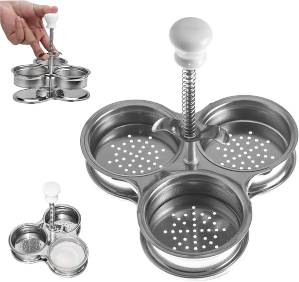 Egg Poacher i rustfritt stål, eggkoker, eggtopper, eggkopper, eggkoker med 3