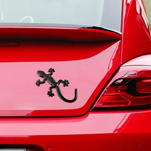 2 stk (Svart) Metall Gecko Logo 3D Bilmerke Emblem Klistremerke Solid C