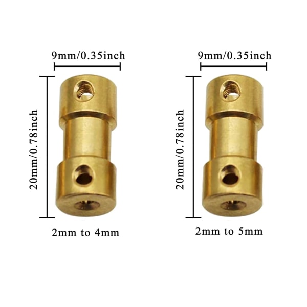 10 stycken 2-4mm 2-5mm Koppling Motor Kopparaxel Koppling Rigid