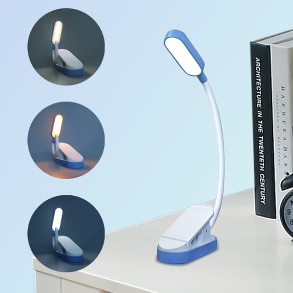 Blå øyevern leselampe, 9 stk USB-oppladbare LED