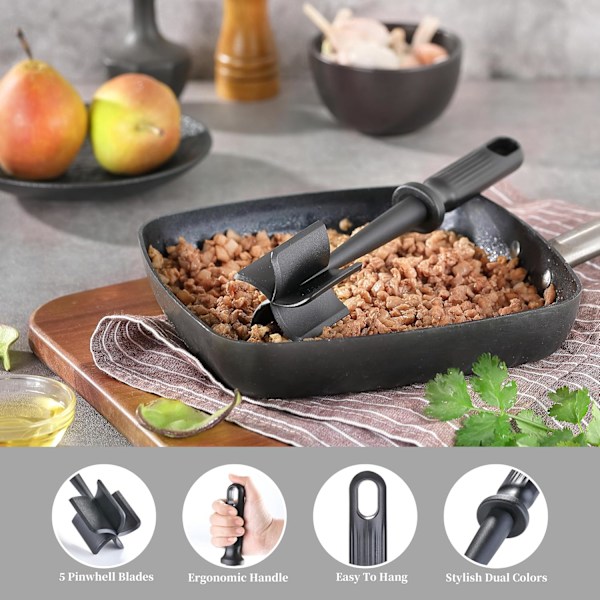 Kødkværn til Hakket Kød, Varmebestandig Hamburgerkød-Kværn, Nylon 5 Buede Blade Kværn, Non-Stick Kødhakker, M