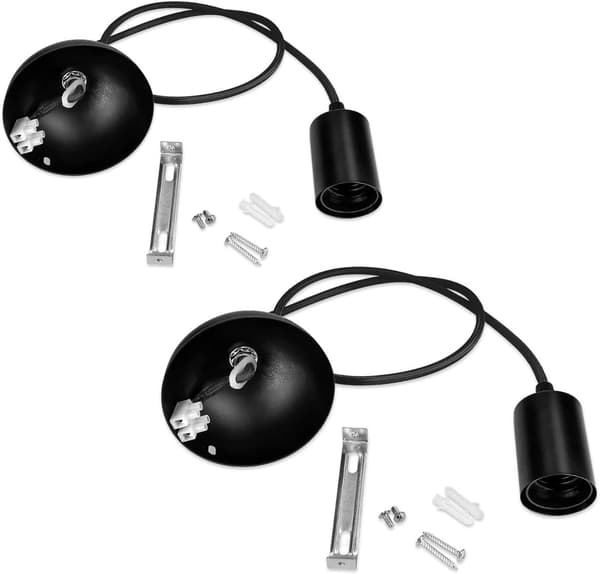 2x el-kabel för lampa - Kabel med E27 sockel fäst ring
