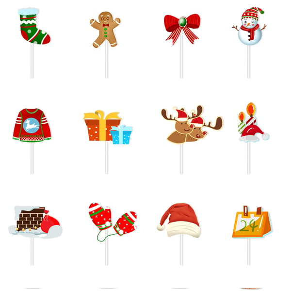 Temakaketopper 12 stk Julepynt Kake Cupcake