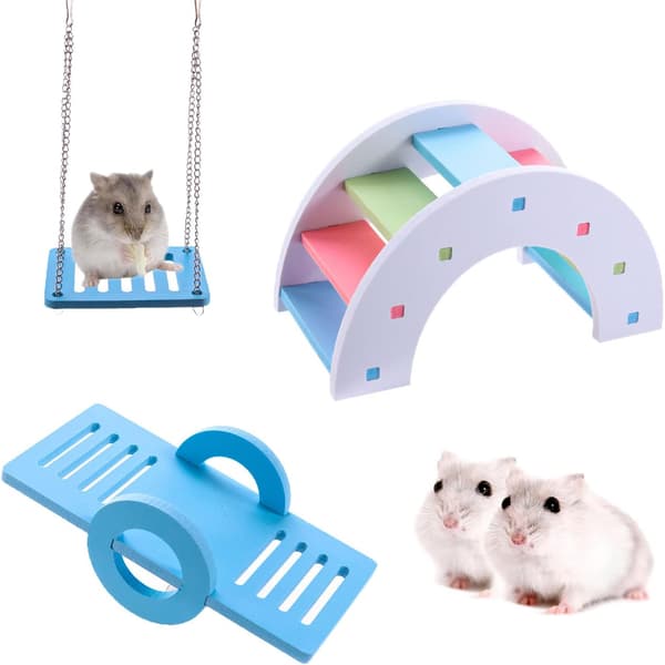 3 Stykker Hamster Legetøj, Regnbuebro, Vippebræt, Vippebræt, Hamster