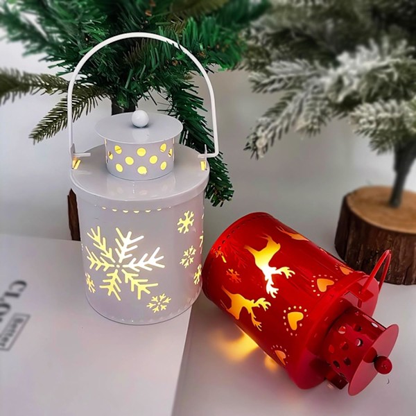 Jouluinen Vintage-lyhty Metallisella LED-lyhdyllä, Koristeellinen Vintage Metalli-joulukoriste – Juhlava Ru