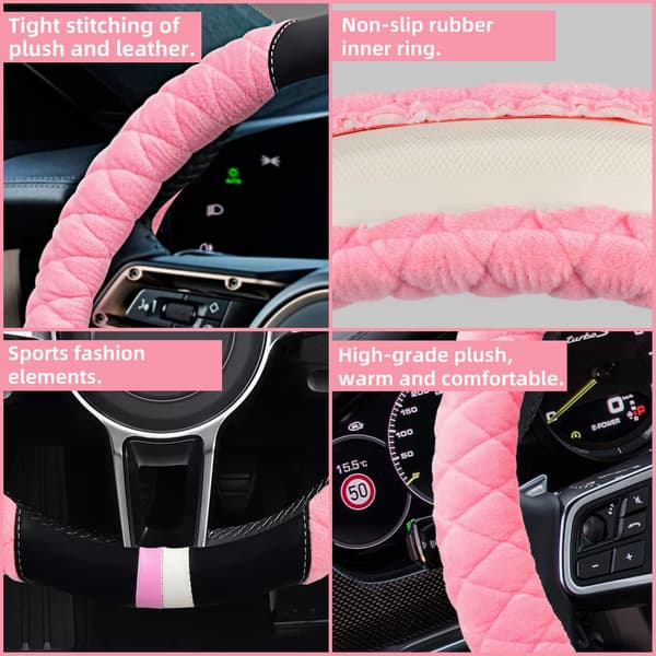 Universal Bilrattstyreöverdrag Fluffig Vinter Plysch Ratt