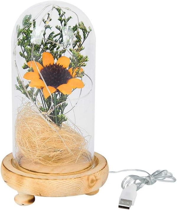 1 stk (Gul) USB Evig Blomst Under Kule LED Solsikke Evig