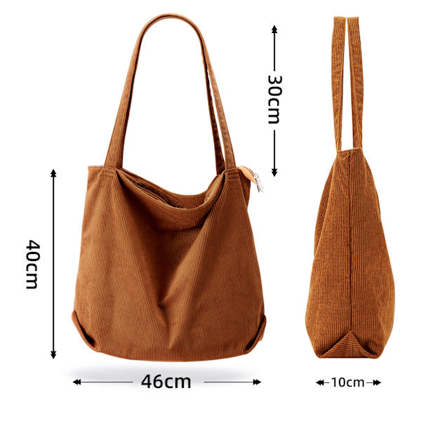 En Tjock Corduroy Tote Bag Svart Extra Stor Kapacitet Handväskor