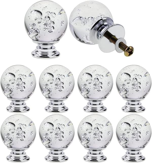 10 Kristallbubbla-knopp för skåpsdörr (vit 40mm), vit