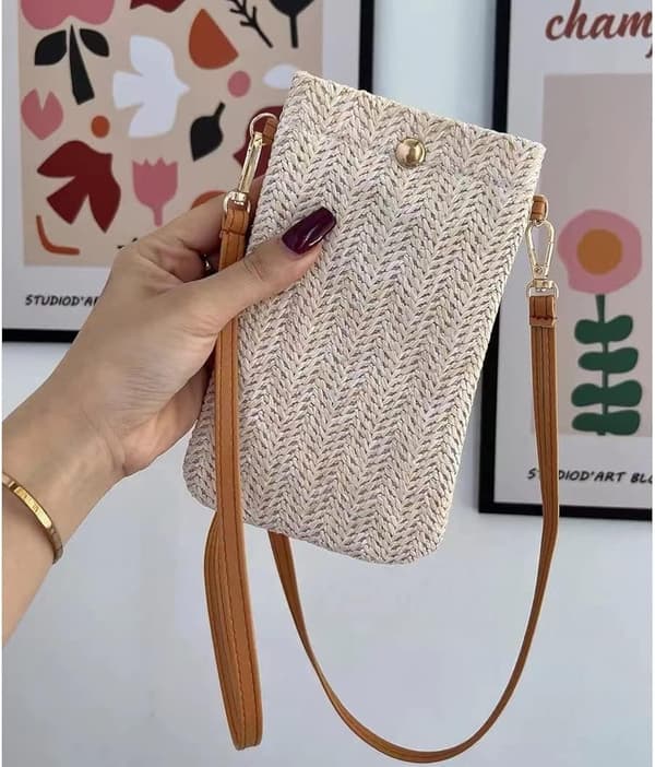 Crossbody-tasker, Kvinders Casual Vævet Halm Vævede Tasker, Vævet